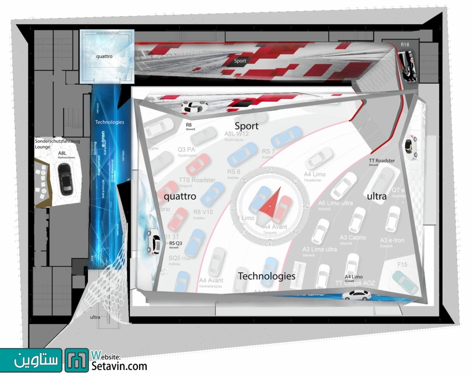غرفه نمایشگاهی Audi در نمایشگاه خودرو فرانکفورت ، اثر SCHMIDHUBER ، آلمان
