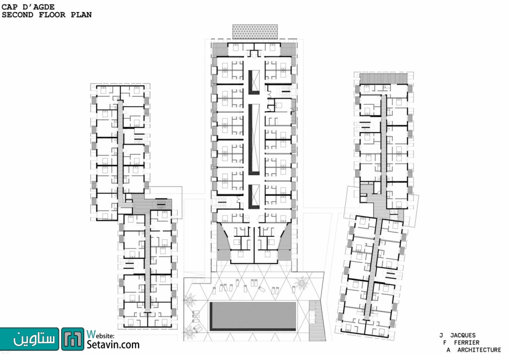 هتل , Nakâra , تیم معماری , Jacques Ferrier  , فرانسه , ساحل , Agde , مدیترانه , hotel , طراحی هتل , نمای هتل , طراحی معماری , معمار , ستاوین , طراحی