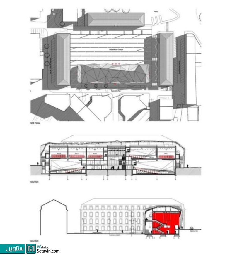 سینما Le Cristal , پلازا Michel Crespin , تیم معماری Linéaire A , فرانسه , سینما , Le Cristal , پلازا , Michel Crespin , تیم معماری , Linéaire A , Cinema , Square , ستاوین