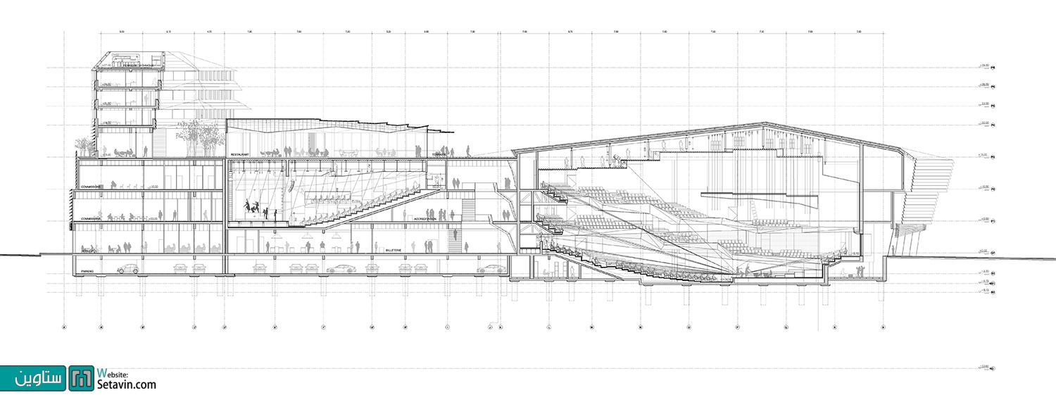 مرکز همایش ها , سالن ارکستر ملی شهر Angers , تیم معماری , kengo kuma , فرانسه , سالن ارکستر ملی , سالن ارکستر , Angers  , ستاوین , congress center , philharmonic hall