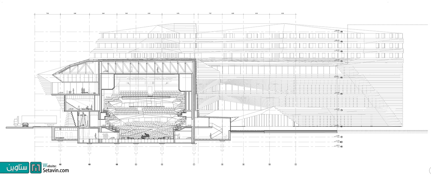 مرکز همایش ها , سالن ارکستر ملی شهر Angers , تیم معماری , kengo kuma , فرانسه , سالن ارکستر ملی , سالن ارکستر , Angers  , ستاوین , congress center , philharmonic hall