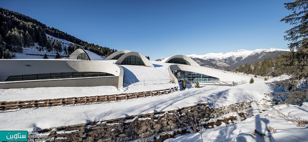 مرکز بازی های آبی , Aquamotion , تیم معماری , Auer Weber  , فرانسه , استخر , Aquatic Centre , کوهستان , استخر کوهستانی , بازی آبی , مجموعه آبی , ستاوین