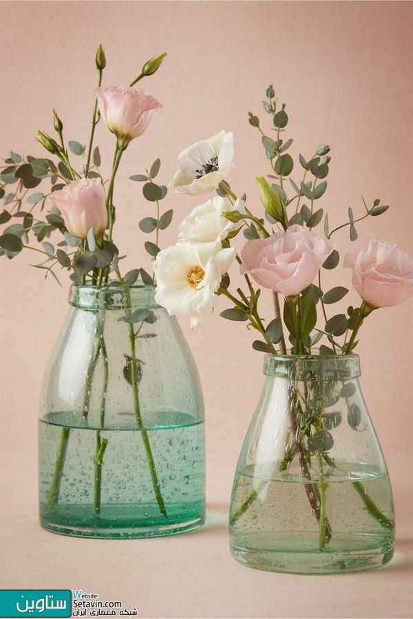 ایده های بهاری ،تزئین گلدان های شیشه ای