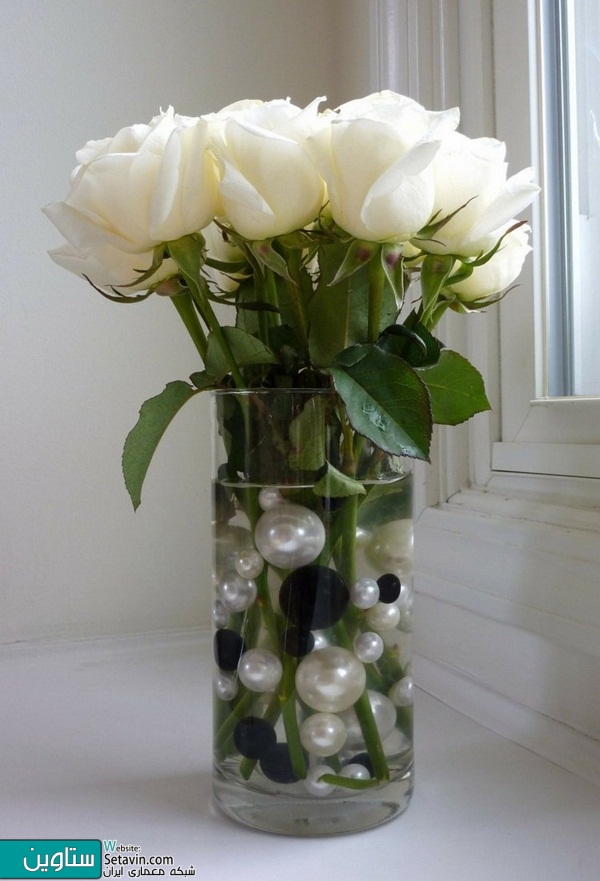 تزئین گلدان های شیشه ای