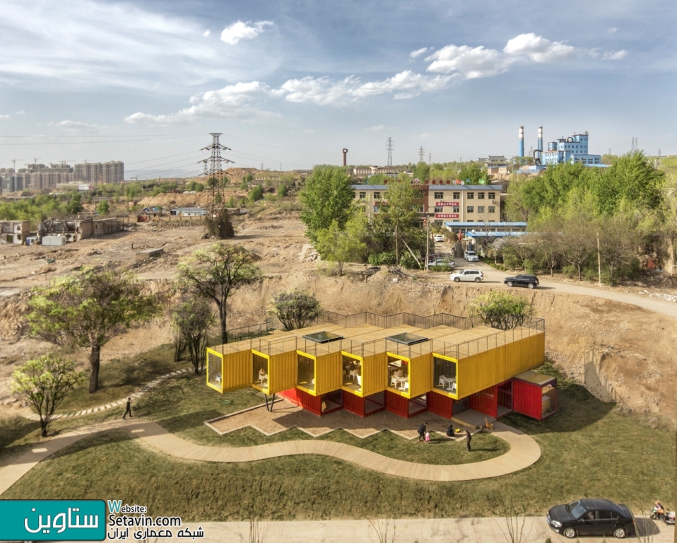 پاویون , Container Stack Pavilion , تیم معماری , People Architecture , چین , Container , Pavilion , نمایشگاه , پاویون موقت , کانتینر , طراحی پاویون , ستاوین