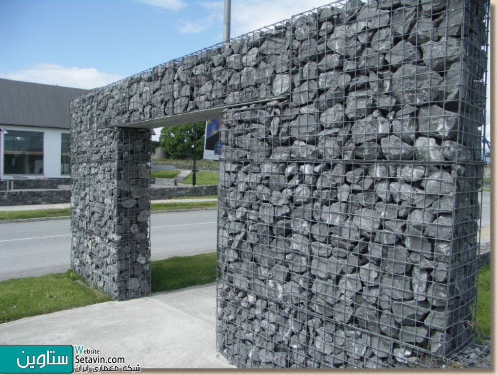 گابیون , کاربرد گابیون , عملکرد گابیون , Gabion , Gabions , A gabion , دیوار گابیون , concrete scraps , wire cage , دیوار تور سنگ , تور سنگی , دیوار تور و سنگ