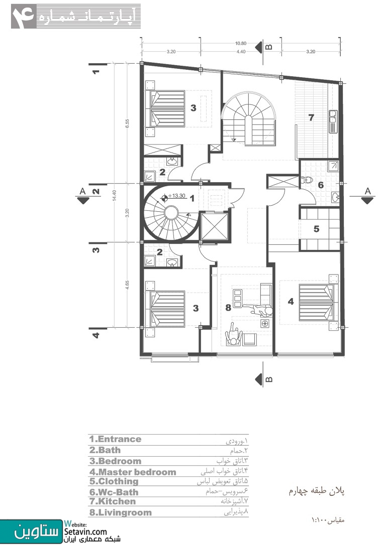 آپارتمان شماره 4 , منتخب مرحله نیمه نهایی جایزه معمار 95 , دفتر معماری هرم , تهران , رتبه دوم جایزه معمار استان قزوین , سال 1393 , نیمه نهایی جایزه معمار , بخش آپارتمان های مسکونی , سال 1395, رتبه دوم جایزه معمار , استان قزوین , جایزه معمار , قزوین , محمدرضا عبداللهی , الهام لطفی , الیکا زارعی  , دکتر حاج سید جوادی , کوچه گلها