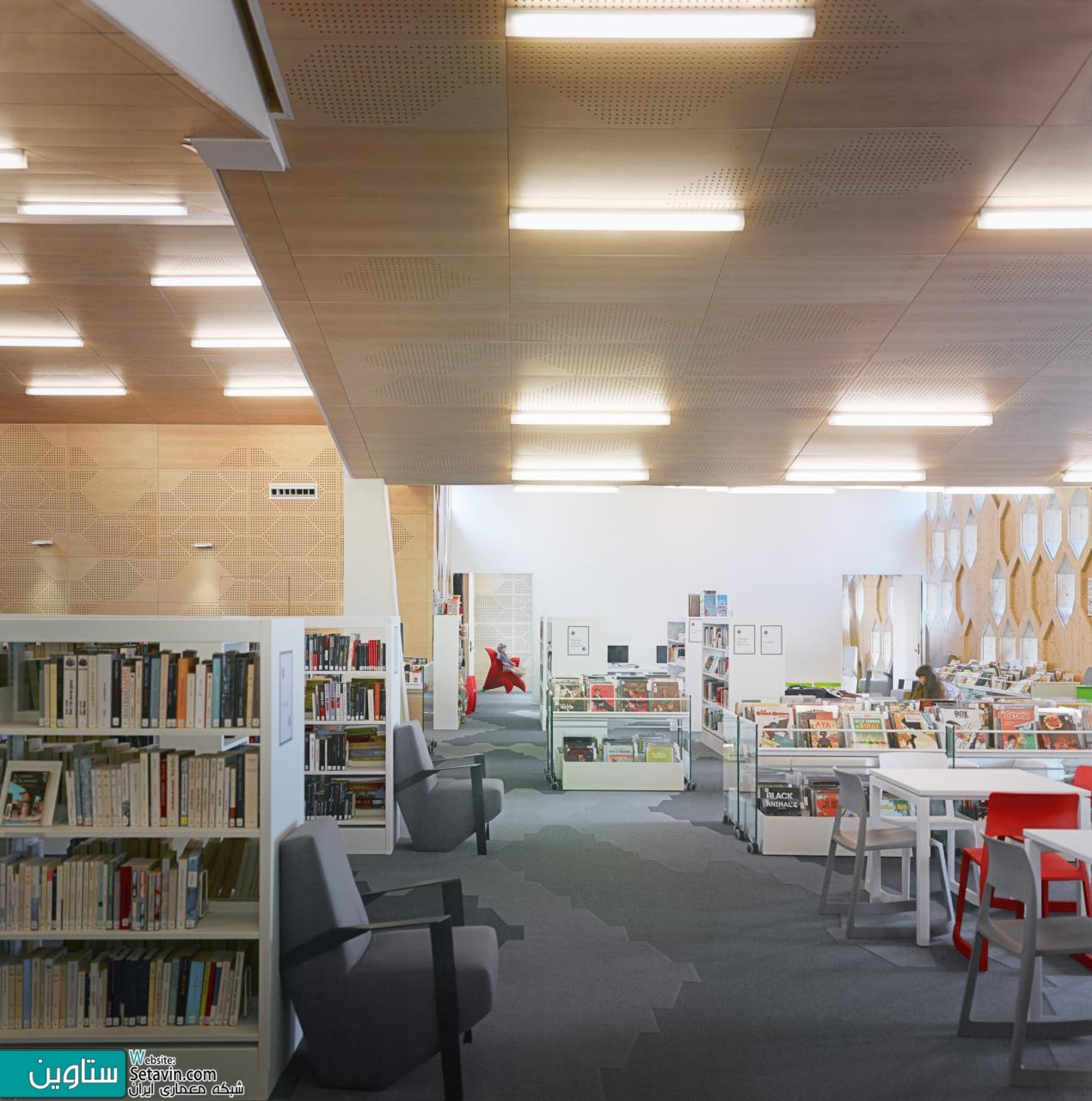 کتابخانه‌ , Andrée Chedid ، کتاب , D’HOUNDT , BAJART Architects ,  Associates ، فرانسه , طراحی کتابخانه , مطالعه , مرکز مطالعه