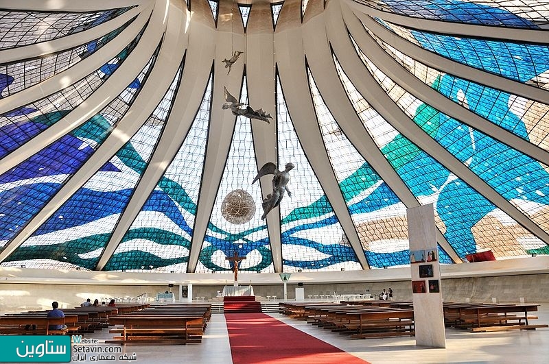 کلیسای جامع برزیلیا ، Oscar Niemeyer ، برزیل , AD Classics , Cathedral of Brasilia , Oscar Niemeyer , کلیسا برزیلیا , کلیسای جامع , کلیسا , برزیلیا