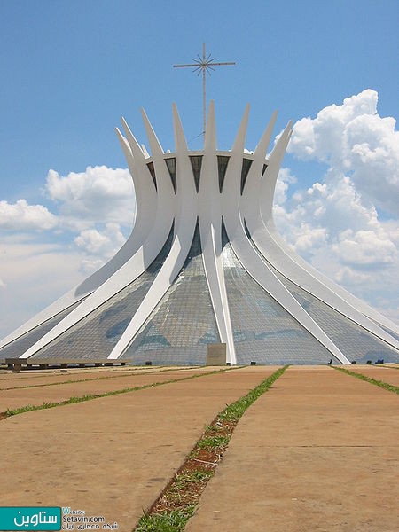 کلیسای جامع برزیلیا ، Oscar Niemeyer ، برزیل , AD Classics , Cathedral of Brasilia , Oscar Niemeyer , کلیسا برزیلیا , کلیسای جامع , کلیسا , برزیلیا