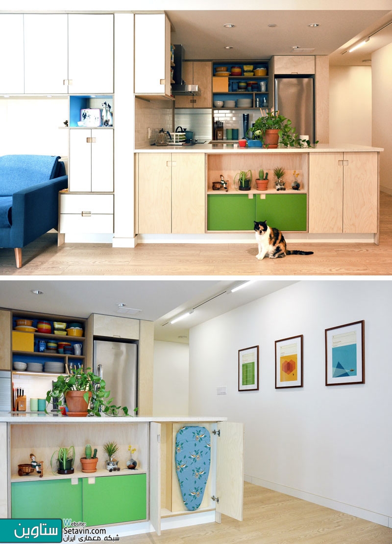 مجموعه ای از راه حلهای خلاقانه در طراحی داخلی این آپارتمان کوچک