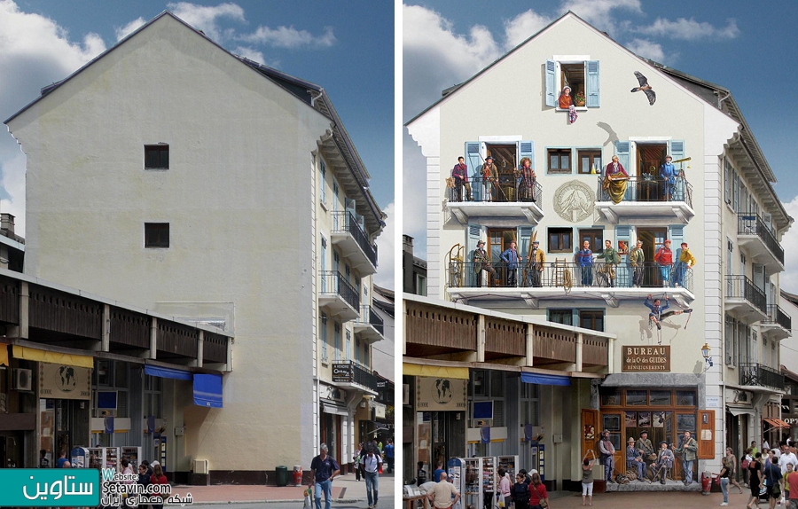 خلاقیت هنرمند فرانسوی در تبدیل  دیوارهای خسته کننده شهر به صحنه هایی زنده و شاد