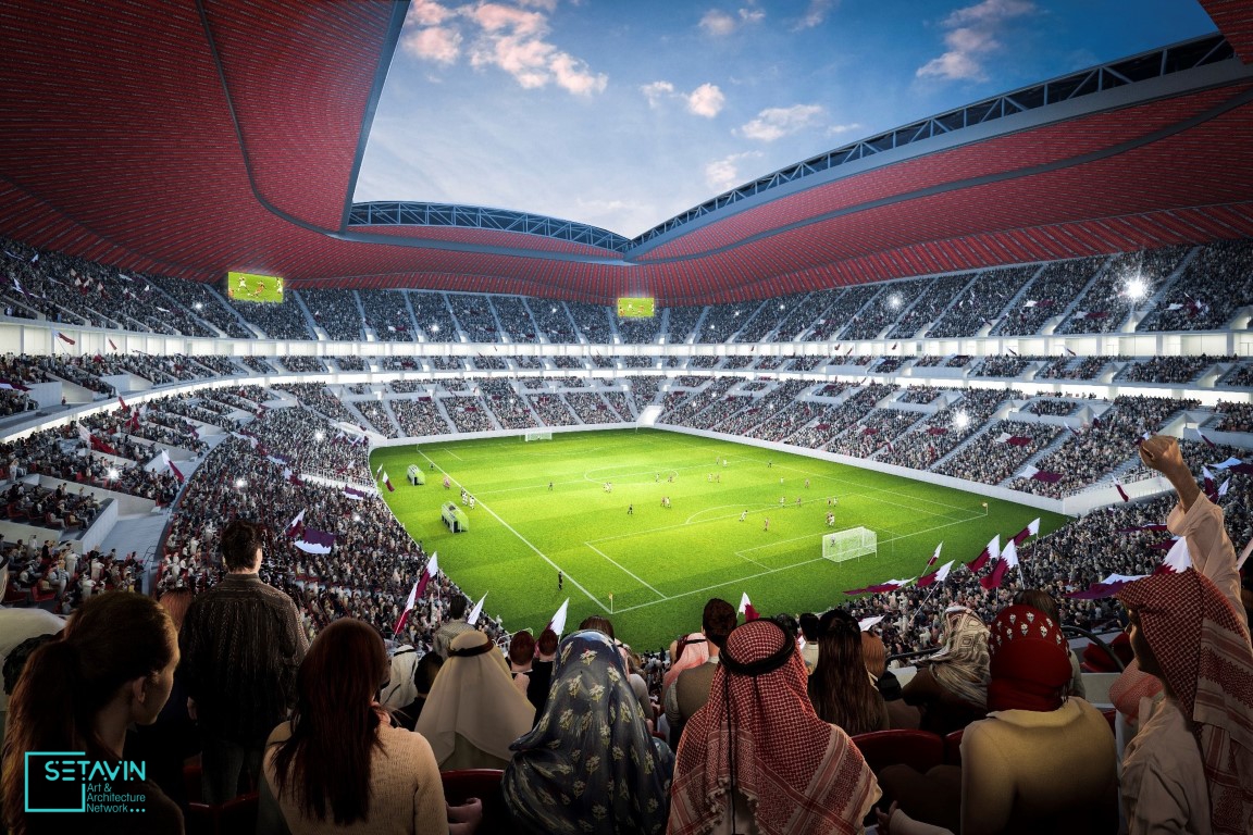 استادیوم البیت , Al-Bayt Stadium , گروه معماری , دارالهندسه , قطر , شبکه هنر و معماری ستاوین , شبکه هنر و معماری , ستاوین , معماری دارالهندسه , کمیته عالی تامین و نوسازی قطر , استادیوم فوتبال جام جهانی , جام جهانی ۲۰۲۲ , فوتبال جام جهانی ۲۰۲۲ قطر ,  ۲۰۲۲ قطر , جام جهانی , شهر الخور , دومین استادیوم فوتبال جام جهانی ۲۰۲۲ قطر , دومین استادیوم فوتبال , البیت , استادیوم , قطری , بیت الشعار , عشایر قطری