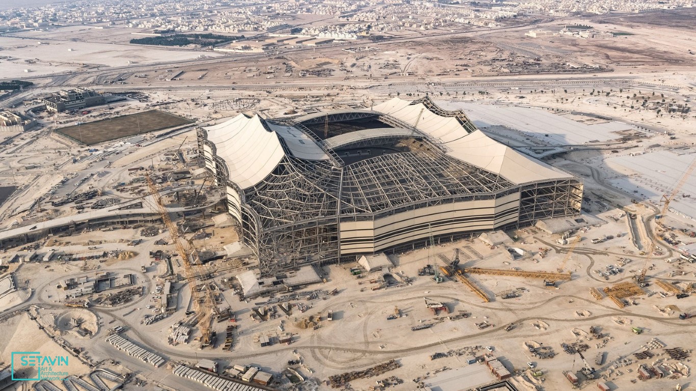 استادیوم البیت , Al-Bayt Stadium , گروه معماری , دارالهندسه , قطر , شبکه هنر و معماری ستاوین , شبکه هنر و معماری , ستاوین , معماری دارالهندسه , کمیته عالی تامین و نوسازی قطر , استادیوم فوتبال جام جهانی , جام جهانی ۲۰۲۲ , فوتبال جام جهانی ۲۰۲۲ قطر ,  ۲۰۲۲ قطر , جام جهانی , شهر الخور , دومین استادیوم فوتبال جام جهانی ۲۰۲۲ قطر , دومین استادیوم فوتبال , البیت , استادیوم , قطری , بیت الشعار , عشایر قطری