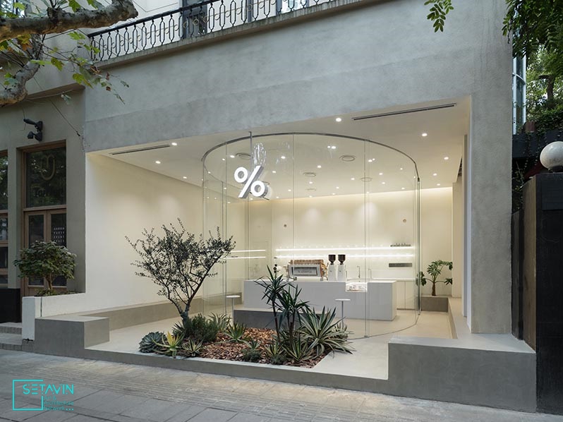 بازسازی کافی شاپ , کافی شاپ , Interior Completely Visible , بازسازی , شبکه هنر و معماری ستاوین , Coffee Shop , ستاوین , Glass Facade , طراحی نما , نمای شیشه ای