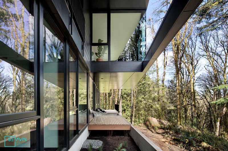 آمریکا , Portland , پورتلند , خانه مدرن جنگلی Oregon , اثر William-Kaven Architecture , مسکونی , خانه مدرن جنگلی , Royal Residence , خانه جنگلی , exterior terraces , تراس های خارجی , balconies , بالکن ها , forest , جنگل , ستاوین , معماری , پروژه های معماری , سبک مدرن , معمار