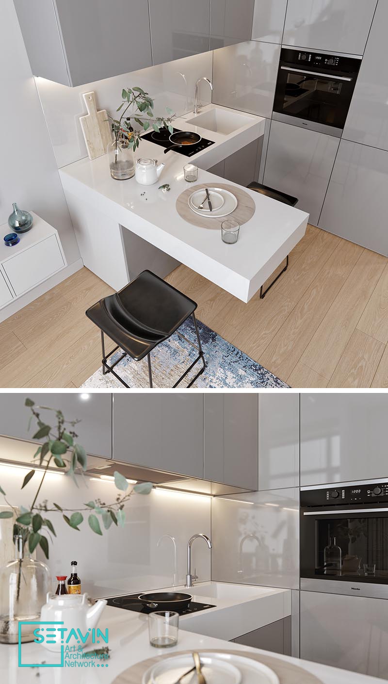 طراحی آشپزخانه ای کوچک در مسکو روسیه
