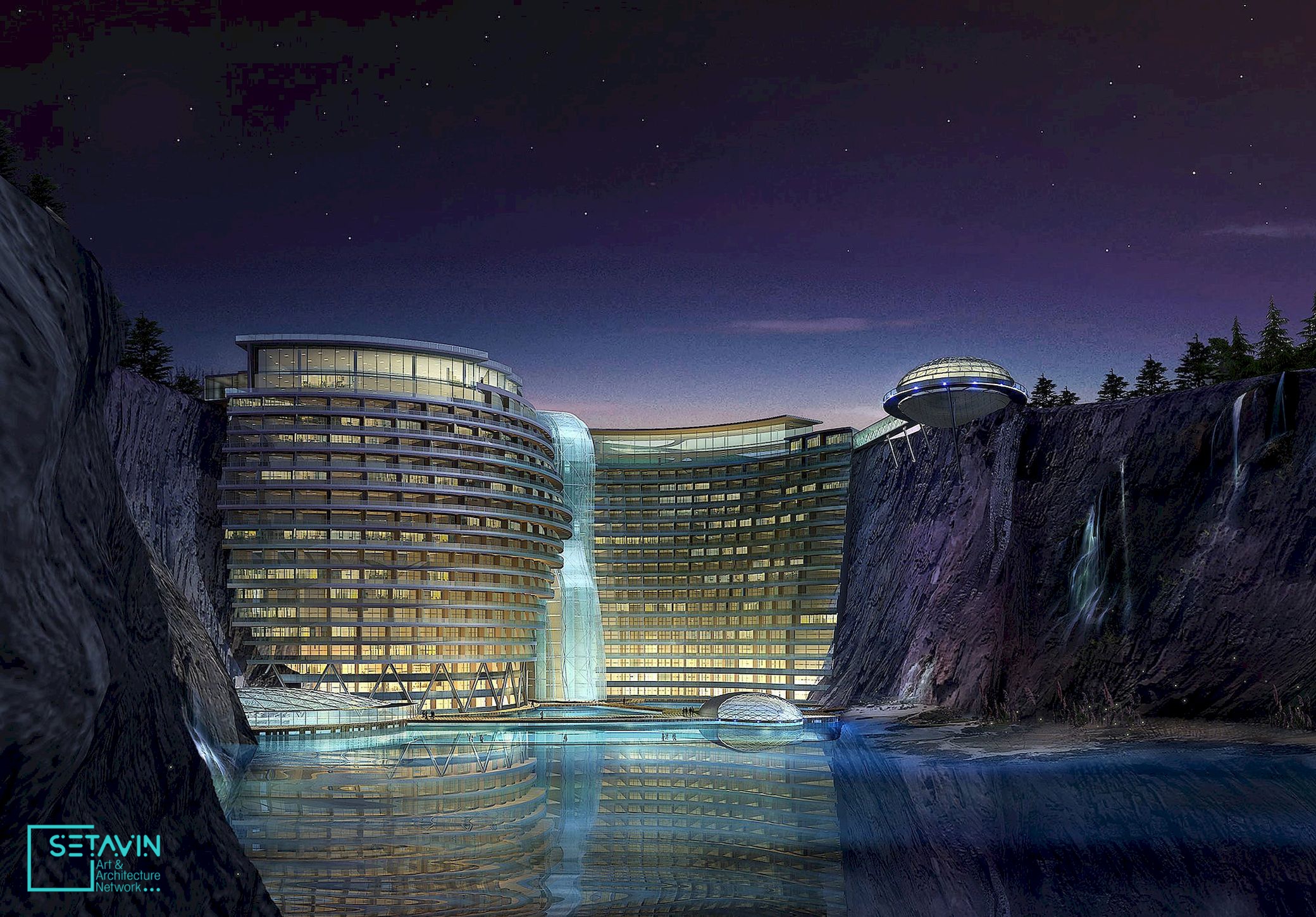 اولین هتل زیرزمینی دنیا , Quarry Hotel , هتل اینترکانتیننتال شانگهای واندرلند , InterContinental Shanghai Wonderland , هتل اینترکانتیننتال , هتل , اینترکانتیننتال , شانگهای واندرلند , شانگهای واندرلند , هتل زیرزمینی , China , چین , Shanghai , هتل لوکس , طراحی هتل , معماری هتل , معدن متروکه , سونگیجانگ , Songjiang ,