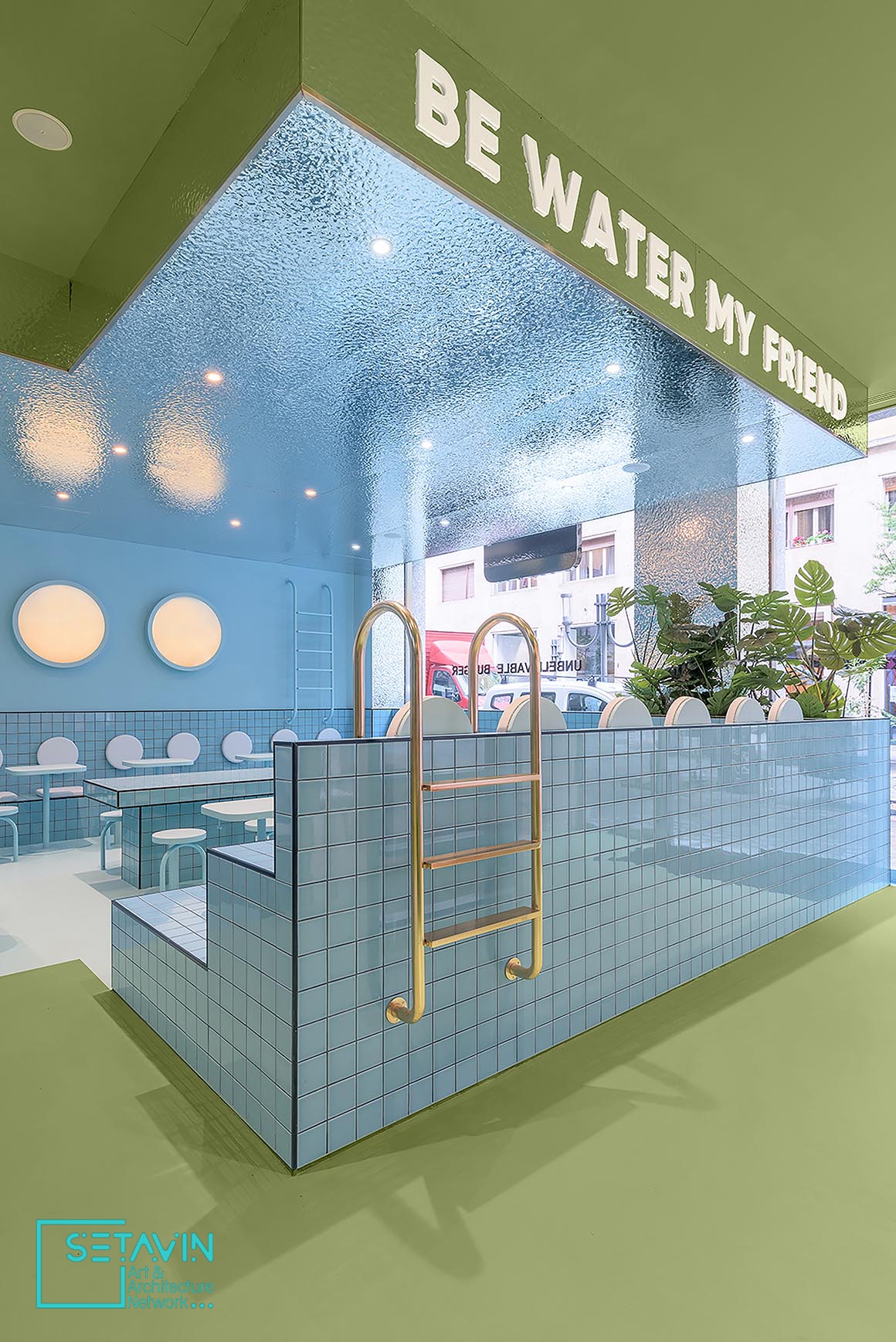 طراحی داخلی رستورانی  در ایتالیا ،با الهام از فضای استخر