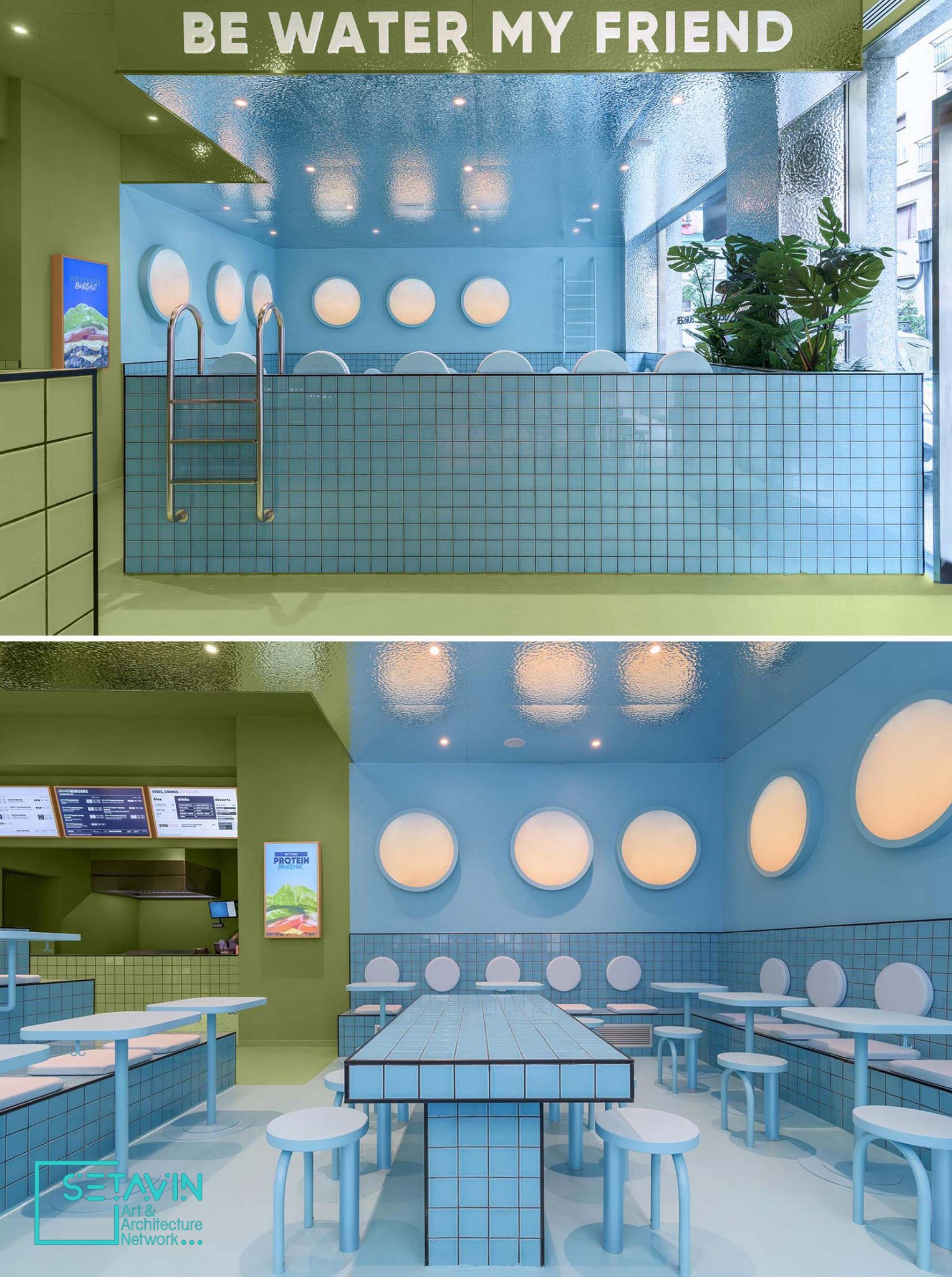 طراحی داخلی رستورانی  در ایتالیا ،با الهام از فضای استخر
