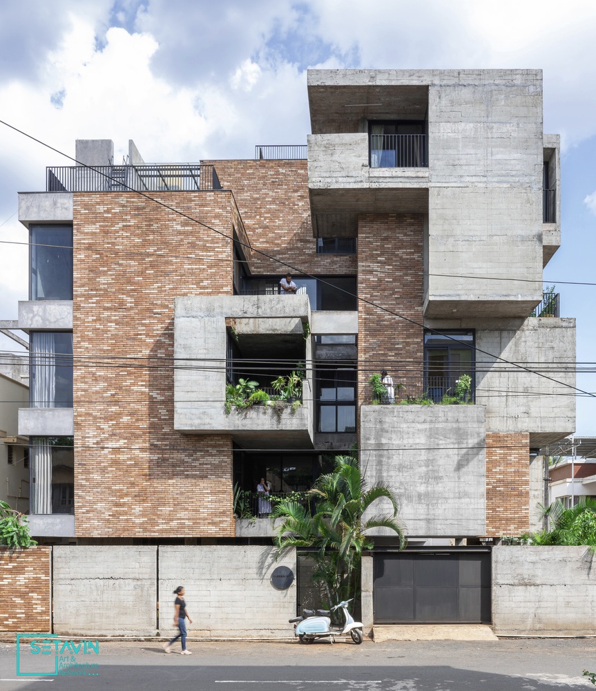 مسکونی , Residential Architecture , آپارتمان LIVING ENSEMBLE ، خانه ,  Rahul Pudale Design ، هند , طراحی آپارتمان , نما آپارتمان , resident , سکونت , Housing , معماران هند , exposed concrete , بتن اکسپوز