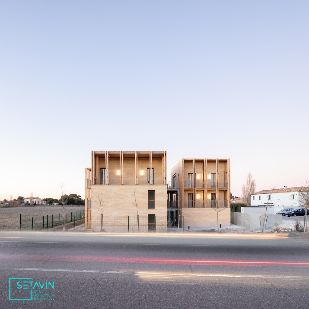 مسکن , خانه , ویلا , مسکن گروهی , مسکن اجتماعی , social housing , طراحی مسکونی , wooden structure , ساختار چوبی , Residential Architecture , معماری مسکونی , Residential , گیگناک لا نرت , France , فرانسه , هنر و معماری