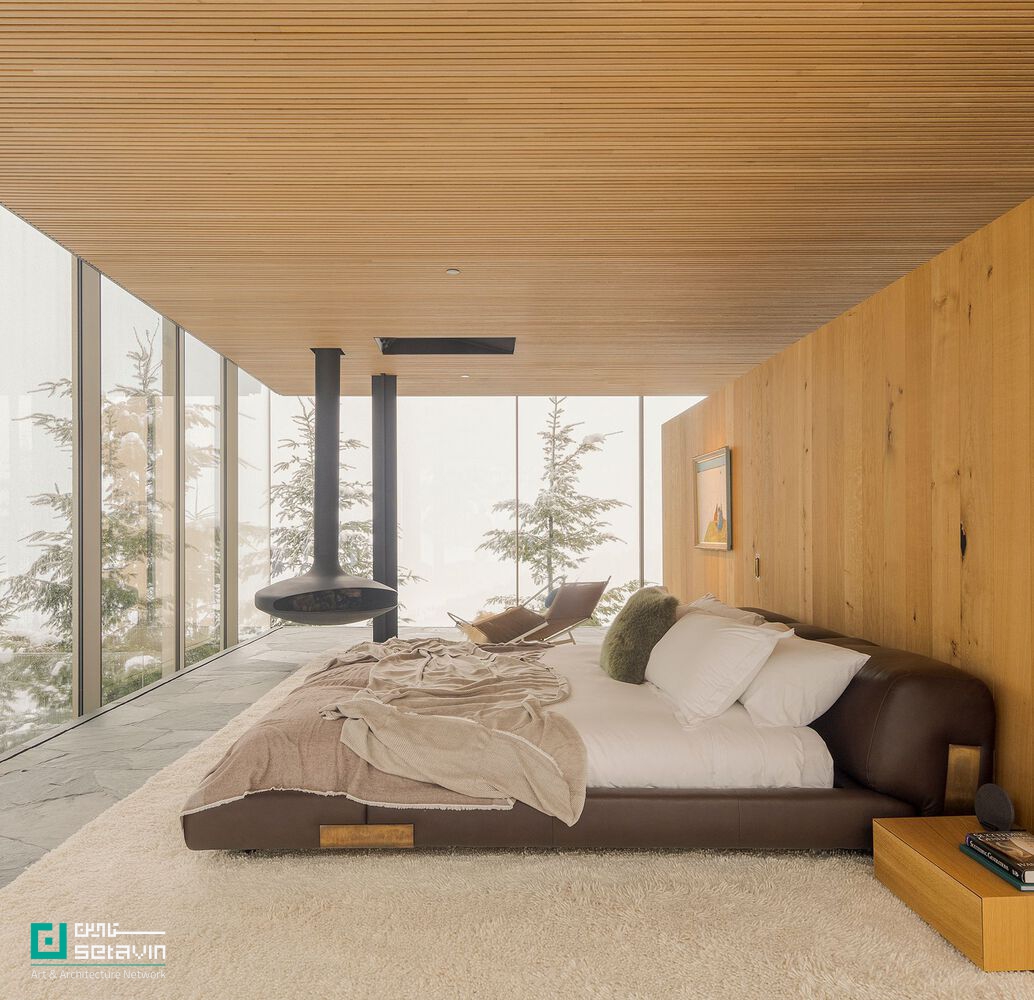 cold climate architecture, glass house design, Whistler architecture, studio mk27, Marcio Kogan, Suzana Glogowski, floating architecture, minimal house, indoor-outdoor connection, modern mountain home ,معماری در اقلیم سرد، طراحی خانه در ویسلر، خانه شیشه‌ای، استودیو mk27، مارسیو کوگان، سوزانا گلوگوفسکی، معماری معلق، طراحی داخلی و بیرونی، معماری مینیمال، پیوند با طبیعت در معماری