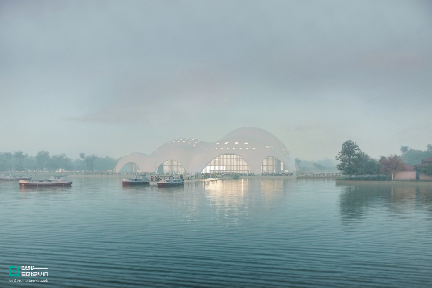 Renzo Piano, RPBW, Hanoi Opera House, Isola della Musica, Vietnam Architecture, Cultural Landmark, Concrete Shell, West Lake, PTW Architects, معماری فرهنگی, سالن اپرا, رنزو پیانو, معماری بتنی خمیده, معماری ویتنام, طراحی مرکز همایش, معماری مدرن