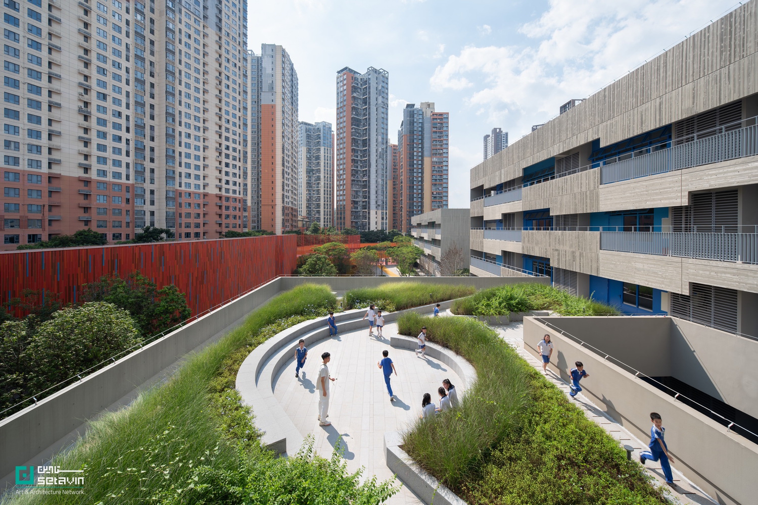 مدرسه ویلونگ, Weilong School, منگ یان, URBANUS, معماری آموزشی, طراحی مدرسه, معماری شنژن, Hakka walled houses, طراحی فرامحلی, فضای عمومی, school design, urban design, placemaking, Lingnan landscape