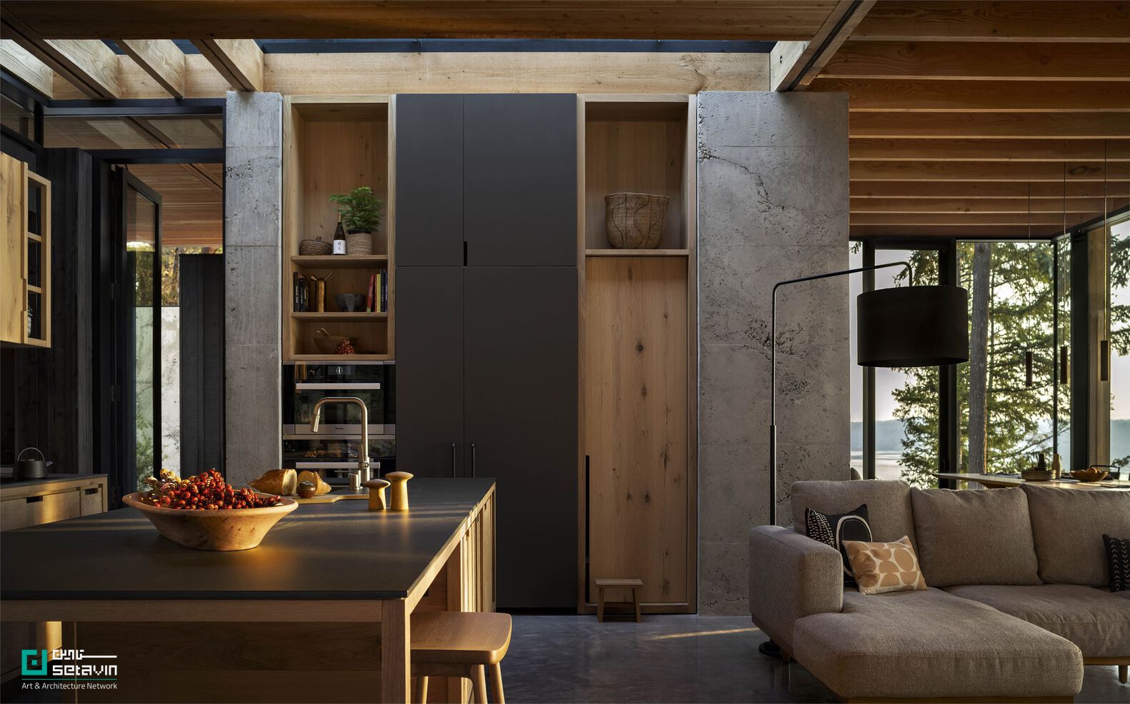 معماری مسکونی، خانه لانگ‌برنچ، معماری در طبیعت، معماری پایدار، معماری معاصر، طراحی خانه، معماری آمریکا، شبکه هنر و معماری ستاوین، Residential Architecture, Longbranch Residence, mwworks, Sustainable Architecture, Contemporary House, Architecture in Nature, Modern Residential Design