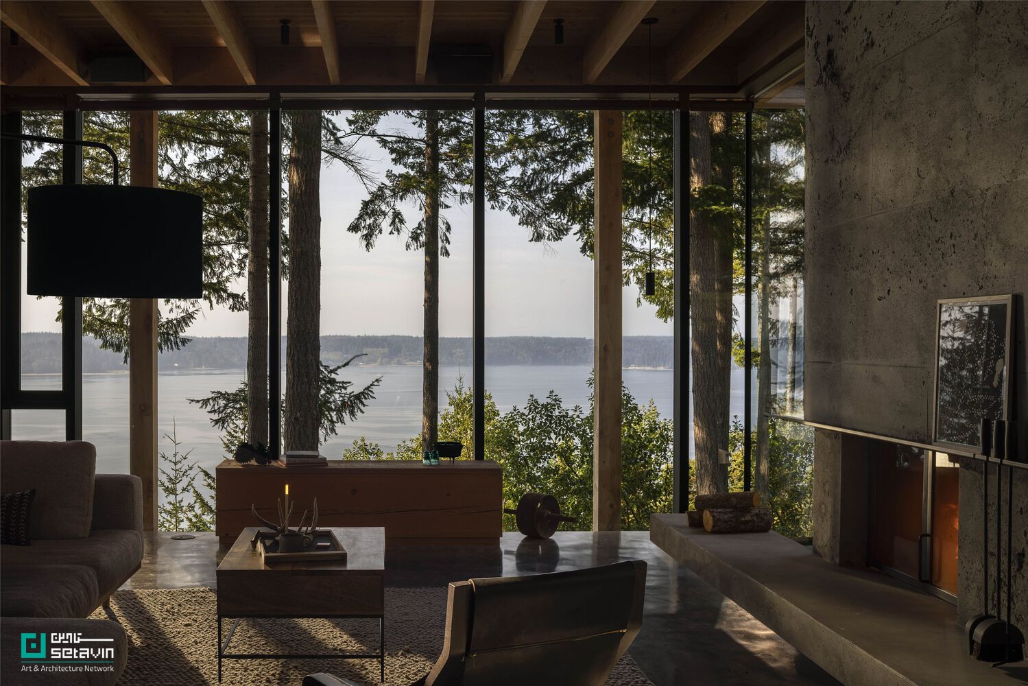 معماری مسکونی، خانه لانگ‌برنچ، معماری در طبیعت، معماری پایدار، معماری معاصر، طراحی خانه، معماری آمریکا، شبکه هنر و معماری ستاوین، Residential Architecture, Longbranch Residence, mwworks, Sustainable Architecture, Contemporary House, Architecture in Nature, Modern Residential Design