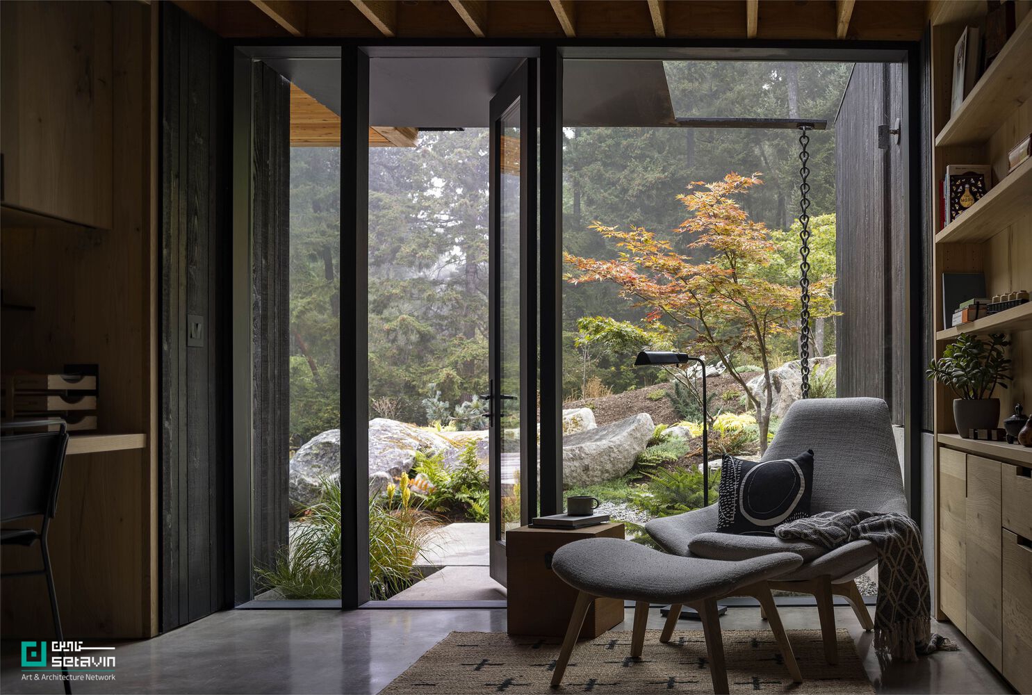 معماری مسکونی، خانه لانگ‌برنچ، معماری در طبیعت، معماری پایدار، معماری معاصر، طراحی خانه، معماری آمریکا، شبکه هنر و معماری ستاوین، Residential Architecture, Longbranch Residence, mwworks, Sustainable Architecture, Contemporary House, Architecture in Nature, Modern Residential Design