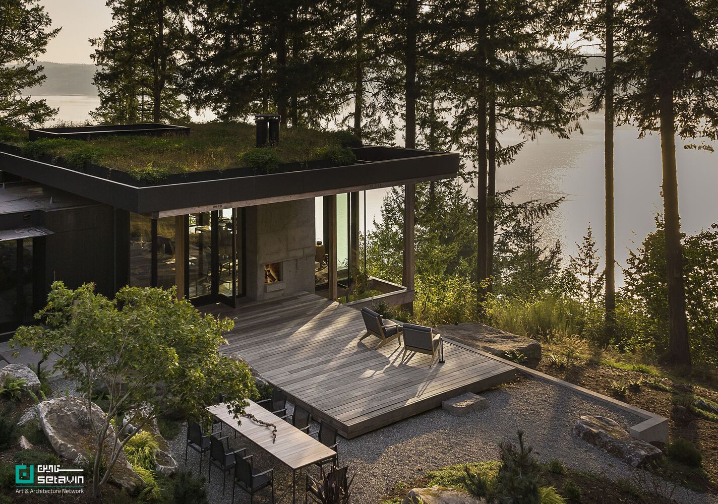 معماری مسکونی، خانه لانگ‌برنچ، معماری در طبیعت، معماری پایدار، معماری معاصر، طراحی خانه، معماری آمریکا، شبکه هنر و معماری ستاوین، Residential Architecture, Longbranch Residence, mwworks, Sustainable Architecture, Contemporary House, Architecture in Nature, Modern Residential Design