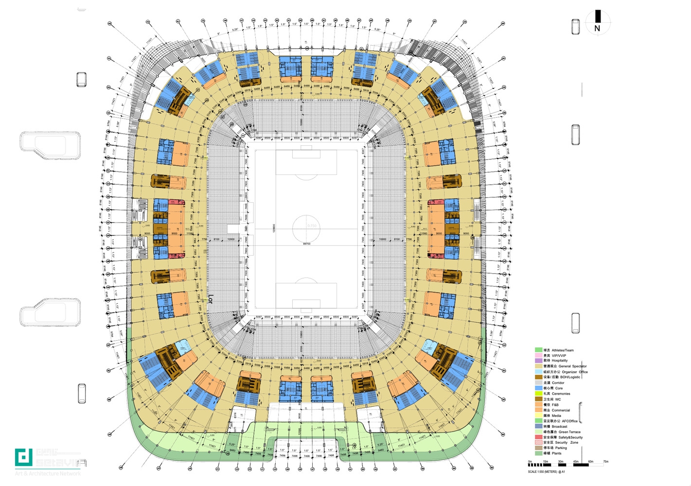 مرکز بین‌المللی فوتبال شی‌آن اثر Zaha Hadid Architects در چین؛ استادیوم ۶۰ هزار نفری با سازه کابلی سبک، طراحی اقلیم‌محور و پیوند فعال با شهر.