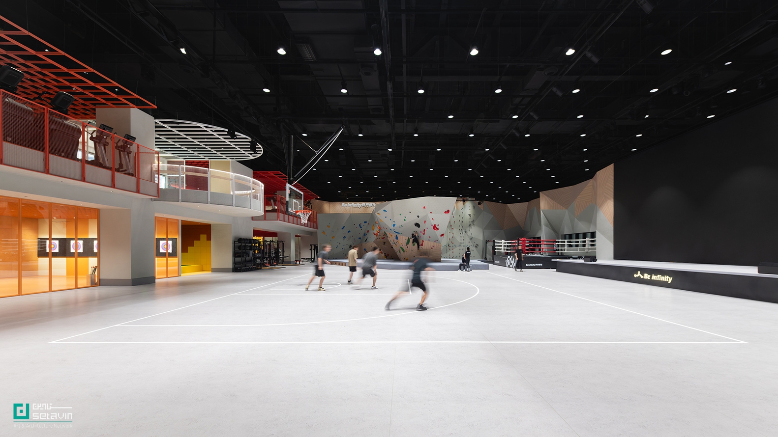 باشگاه اجتماعی BeInfinity در ووهان چین؛ طراحی LUKSTUDIO با رویکرد رنگمحور، هندسه پویا و تلفیق ورزش، سرگرمی و تعامل اجتماعی در فضایی ۳۵۰۰ مترمربعی. Meta Keys