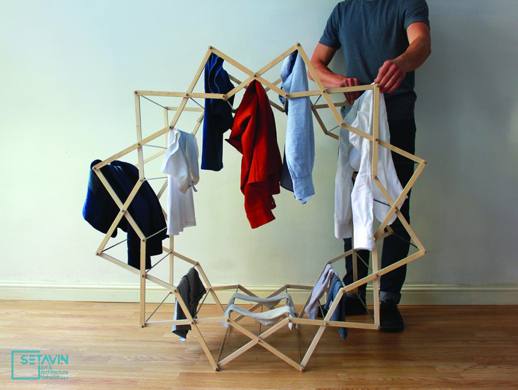 آویز خشک کردن لباس , ستاره 12 وجهی ,فضاهای کوچک , رخت آویز ,CLOTHES HORSE , خلاقانه ، آرون دونكرتون , Aaron Dunkerton , مبلمان داخلی ,