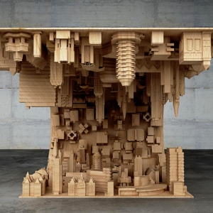 تصویر - ترکیب واقعیت با طرحی مواج از شهر در یک میز قهوه خوری - معماری