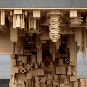 تصویر - ترکیب واقعیت با طرحی مواج از شهر در یک میز قهوه خوری - معماری