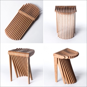 تصویر -  چهارپایه ای متشکل از 27 قطعه چوب بهم پیوسته - معماری