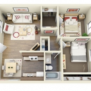 تصویر - نمونه هایی از آپارتمان های دو خوابه - معماری
