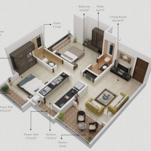تصویر - نمونه هایی از آپارتمان های دو خوابه - معماری