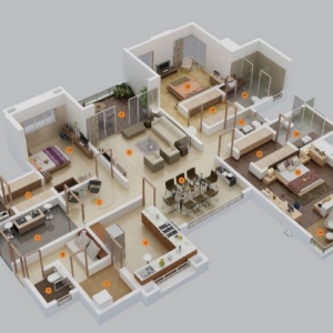 تصویر - نمونه پلان هایی از آپارتمان 3 خوابه - معماری