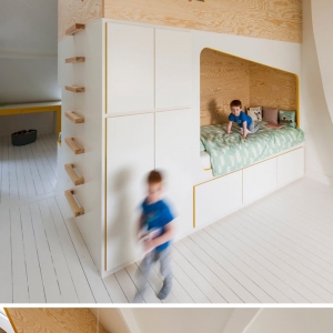 تصویر - طراحی اتاق خواب کودک با دو تخت و فضای بازی - معماری
