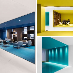 تصویر - جداسازی فضایی بر اساس رنگ در فضای اداری - معماری