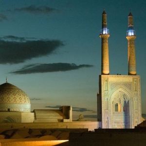 عکس - مسجد جامع یزد , یکی از شاهکارهای هنر معماری ایران با بلندترین مناره جهان