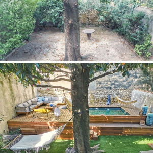 تصویر - قبل و بعد طراحی یک حیاط  - معماری