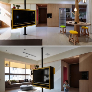 تصویر - تلویزیون و تخته وایت برد خاص آپارتمانی در تایوان  - معماری