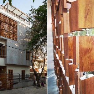 عکس - صفحه خاص چوبی بکاررفته در نمای ساختمانی در بنگلور هند