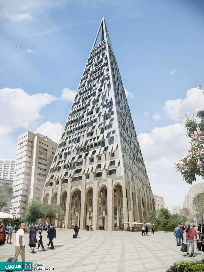 برج هرمی اثر دانیل لیبسکیند در بیت المقدس ( اورشلیم )