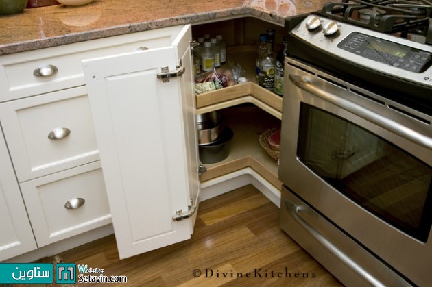 16 راه حل هوشمندانه برای کابینتهای کنج در آشپزخانه